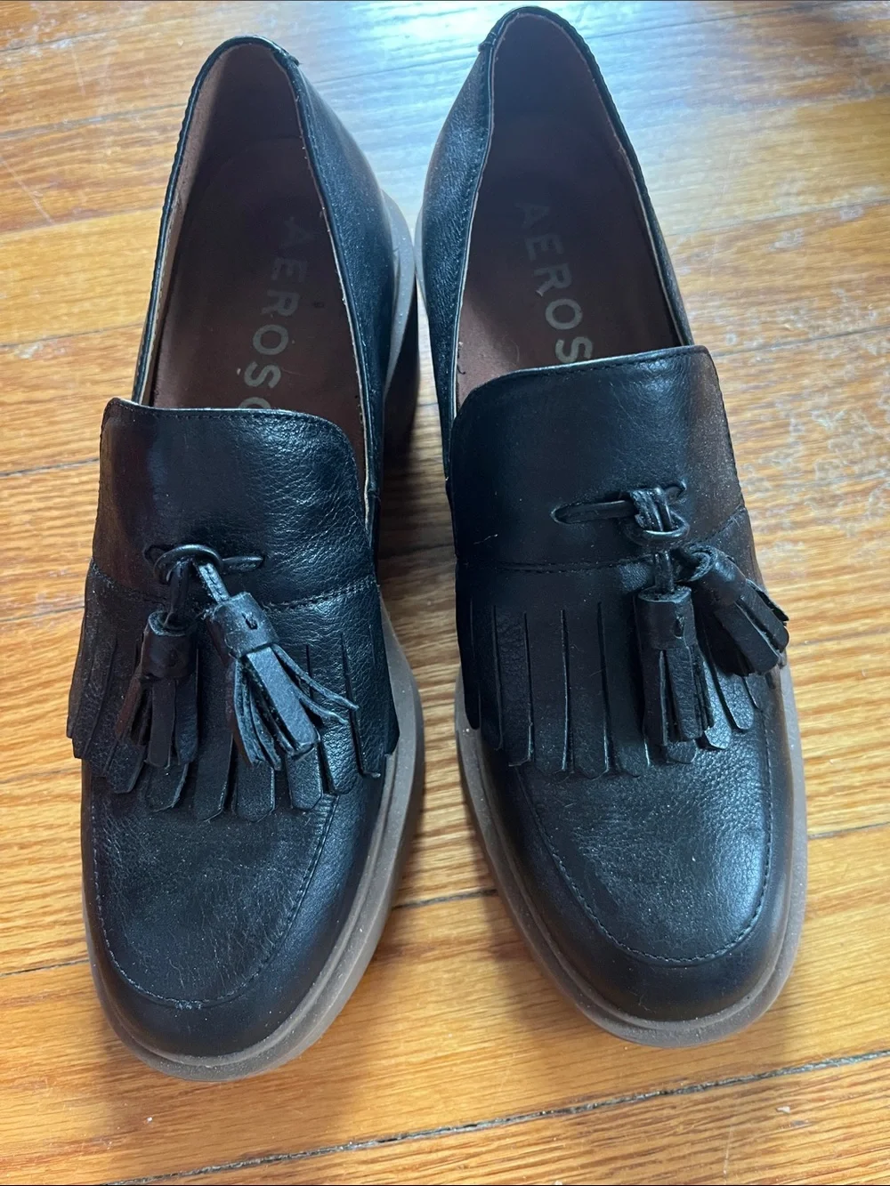 AEROSOLES Black Tassel Kiltie Slip-On Loafers